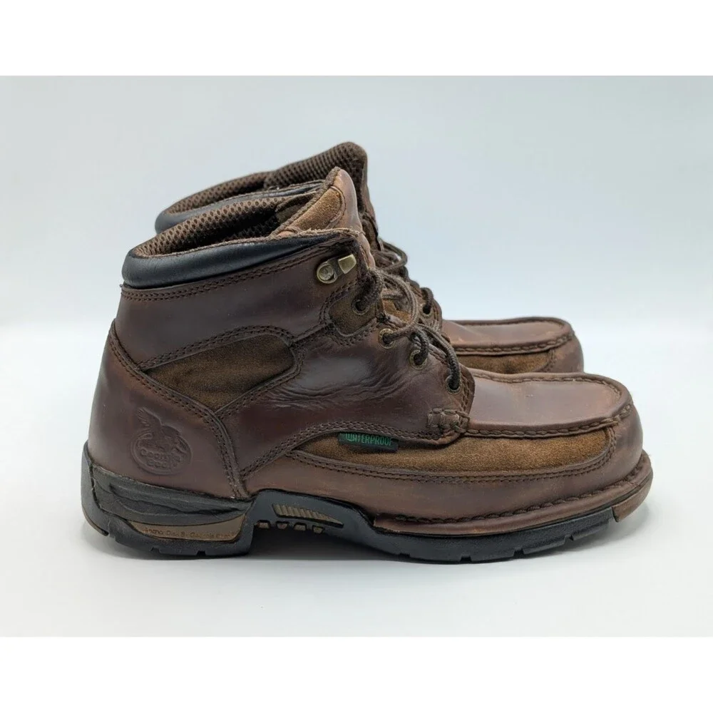 Georgia Athens Boot Men 9 Brown Leather Waterproof Work Lace-Up G7403